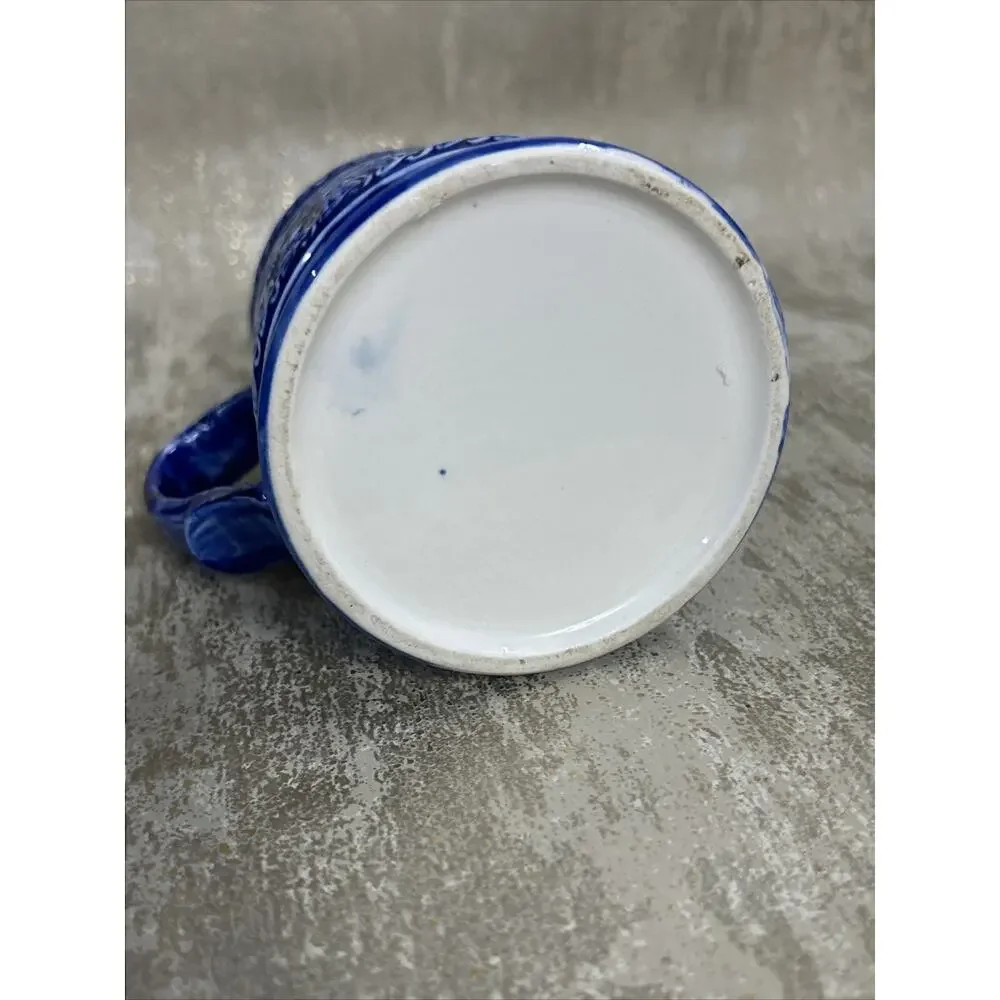 Vintage Blue Ceramic Mug Stein Bahama Islands Bahamas Rare Relief Art Sailing